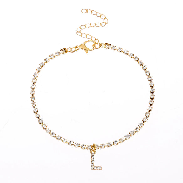 Alloy Anklet With Letters Numbers Text Pattern And Artificial Gemstones Semiprecious Stones Inlay For Women