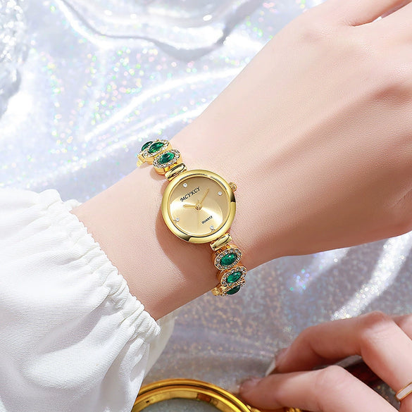 Alloy Antique Retro Round Dial Golden Bracelet For Female