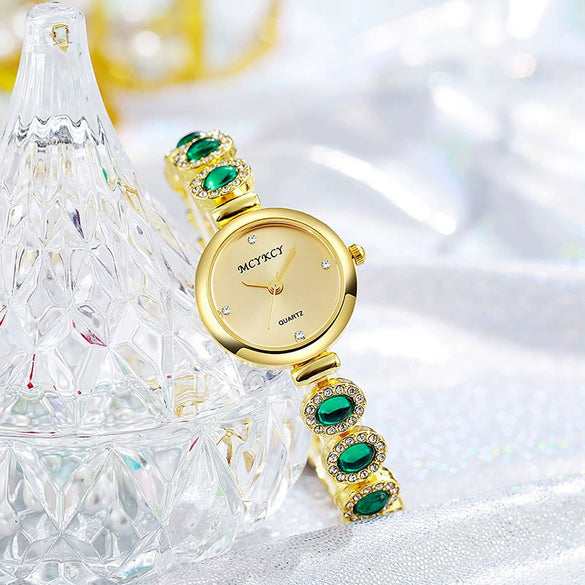 Alloy Antique Retro Round Dial Golden Bracelet For Female