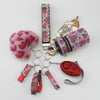 Alloy Antiwolf Whistle Fur Ball Diamond Keychain Bag Pendant Electroplated 7Piece Set