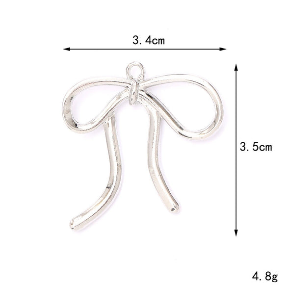 Alloy Baking Paint Cut Out Ribbon Bow Diy Jewelry Accessories For Ins Car Keychain