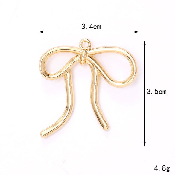Alloy Baking Paint Cut Out Ribbon Bow Diy Jewelry Accessories For Ins Car Keychain