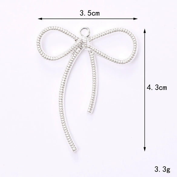 Alloy Baking Paint Cut Out Ribbon Bow Diy Jewelry Accessories For Ins Car Keychain