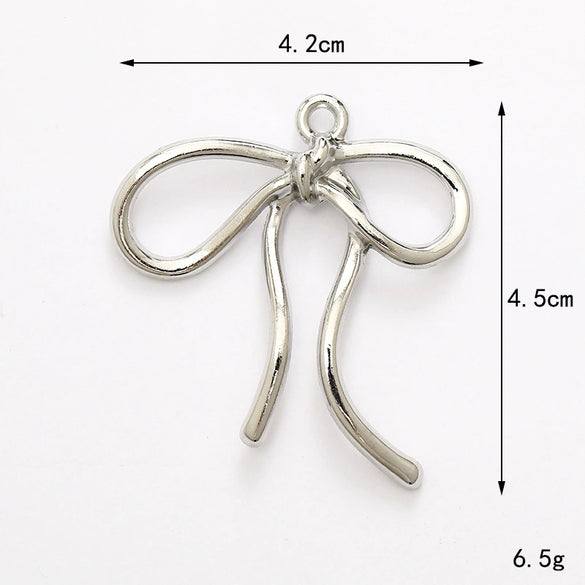 Alloy Baking Paint Cut Out Ribbon Bow Diy Jewelry Accessories For Ins Car Keychain