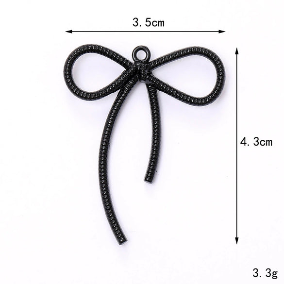 Alloy Baking Paint Cut Out Ribbon Bow Diy Jewelry Accessories For Ins Car Keychain