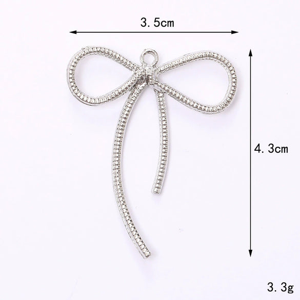 Alloy Baking Paint Cut Out Ribbon Bow Diy Jewelry Accessories For Ins Car Keychain