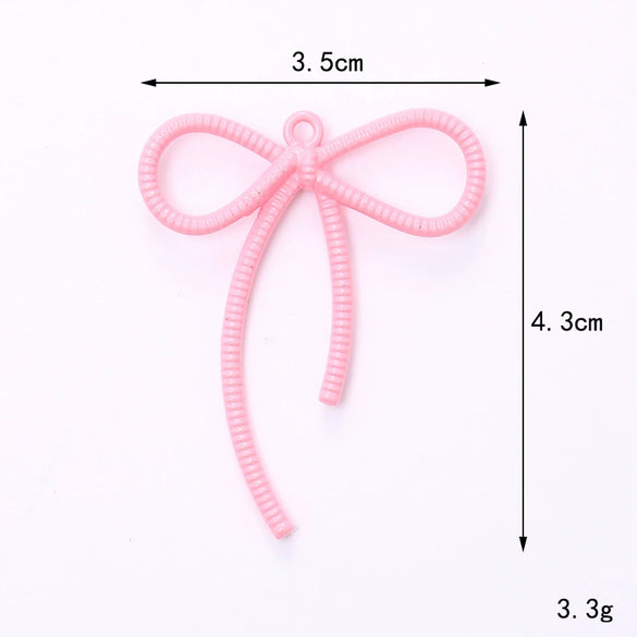 Alloy Baking Paint Cut Out Ribbon Bow Diy Jewelry Accessories For Ins Car Keychain