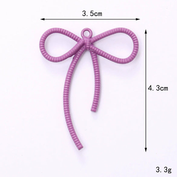 Alloy Baking Paint Cut Out Ribbon Bow Diy Jewelry Accessories For Ins Car Keychain