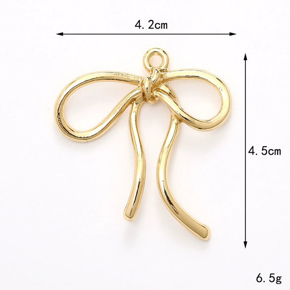 Alloy Baking Paint Cut Out Ribbon Bow Diy Jewelry Accessories For Ins Car Keychain