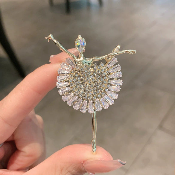Alloy Ballerina Girl Brooch Feminine Retro And Elegant Electroplated With Cartoon Character Style