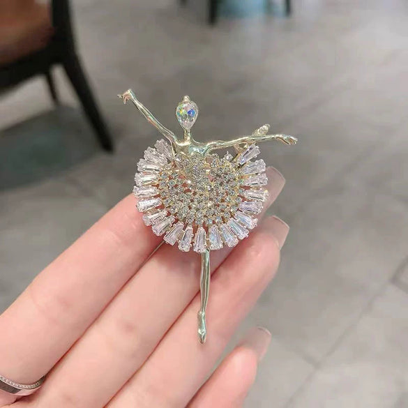 Alloy Ballerina Girl Brooch Feminine Retro And Elegant Electroplated With Cartoon Character Style