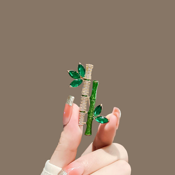 Alloy Bamboo And Flower Styling Electroplating Brooch For Women And Men As Luxury Elegant Sweater Suit Accessories Gift
