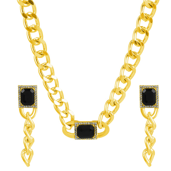 Alloy Bamboo Chain Hiphop Punk Women's Necklace Earrings Set Electroplated