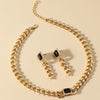 Alloy Bamboo Chain Hiphop Punk Women's Necklace Earrings Set Electroplated