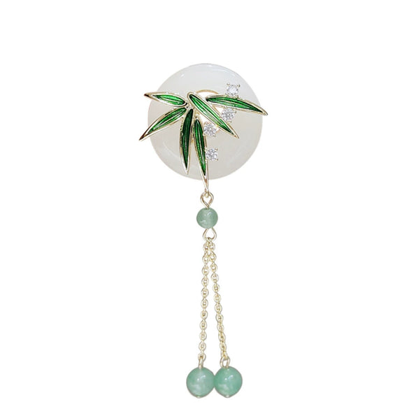 Alloy Bamboo Flap Brooch With Flower Pattern Electroplated For Women