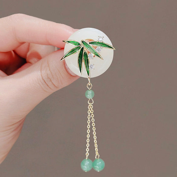 Alloy Bamboo Flap Brooch With Flower Pattern Electroplated For Women