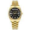 Alloy Band Automatic Hollow Fake Mechanical Luminous Calendar Waterproof Couple Watches With Round Dial