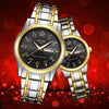 Alloy Band Calendar Waterproof Quartz Watch For Middleaged And Elderly Couples Round Dial Mineral Reinforced Glass Mirror
