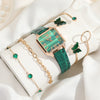 Alloy Band Fashion Female Emerald Green Round Dial Butterfly Bracelet Watch