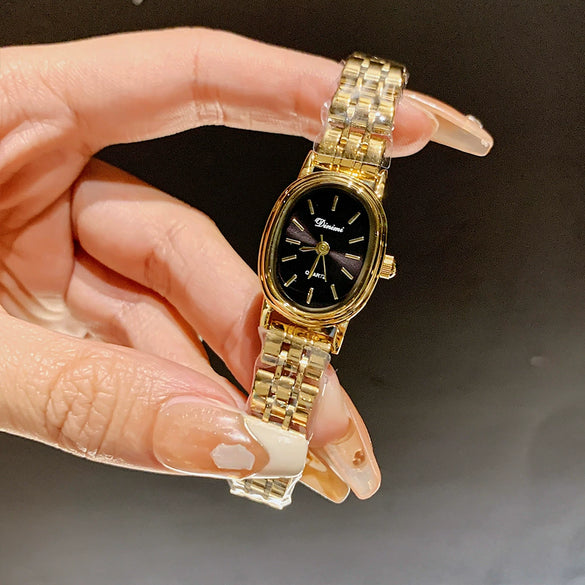 Alloy Band Oval Dial Women's Casual Simple Quartz Watch