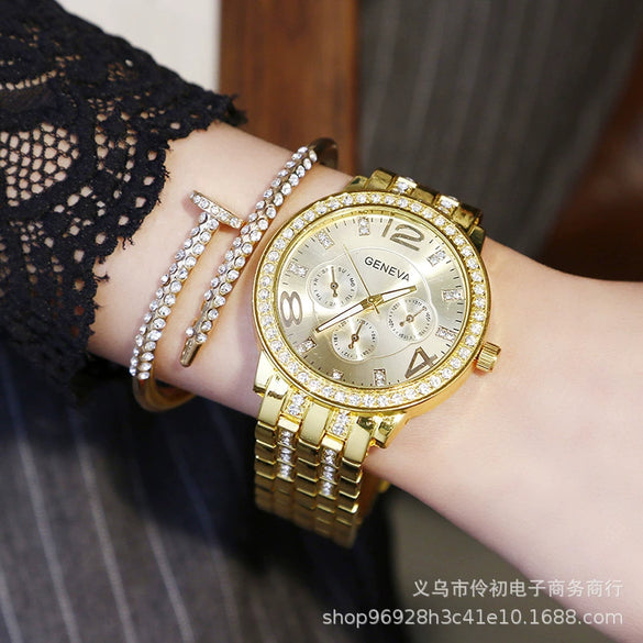 Alloy Band Quartz Watch For Couple Business Style Round Dial