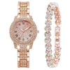 Alloy Band Quartz Watch With Roman Literal And Full Diamond For Women Leisure Style Round Dial
