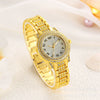 Alloy Band Round Dial Quartz Watch Hip Hop Style Full Diamond