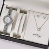 Alloy Band Women's Quartz Watch Set With Round Dial And Leisure Style