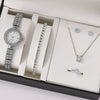 Alloy Band Women's Quartz Watch Set With Round Dial And Leisure Style