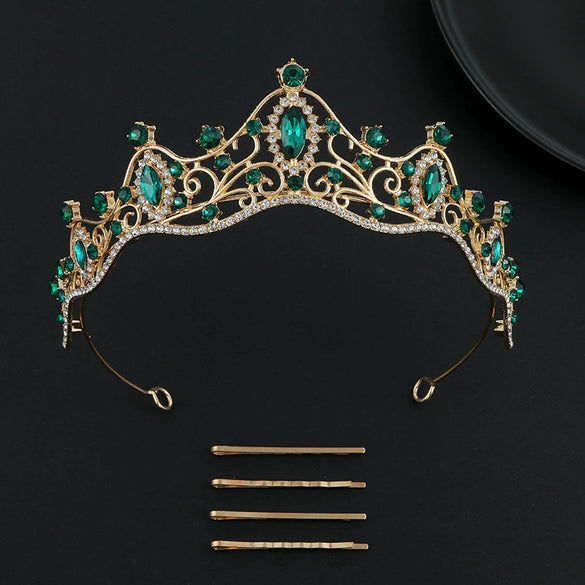 Alloy Baroque Rhinestone Electroplated Rhombus Crown For Adult Women Bridal Hair Accessories