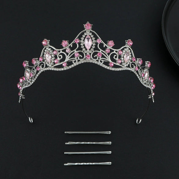 Alloy Baroque Rhinestone Electroplated Rhombus Crown For Adult Women Bridal Hair Accessories
