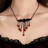 Alloy Bat Crystal Pendant Necklace With Heart And Drop Shape For Women In Dark Style And Electroplating Treatment Ball Chain