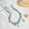 Alloy Bead Chain Women's Handmade Bohemian Animal Geometric Zodiac Turtle Pendant Starfish Turquoise Multi Layer Stacked Clavicle Necklace