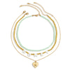 Alloy Bead Letter Stacked Heartshaped Pendant Collarbone Necklace For Women With Geometric Pattern And Electroplating Treatment