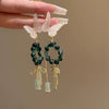 Alloy Beaded Bamboo Tassel And Pink Butterfly Animal Zodiac Electroplated Women's Earrings