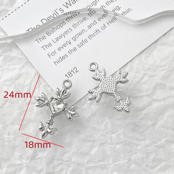 Alloy Beaded Pendant Bracelet Necklace With Cross And Bear Black Pink Lovely Style Electroplated Line Pattern