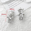 Alloy Beaded Pendant Bracelet Necklace With Cross And Bear Black Pink Lovely Style Electroplated Line Pattern
