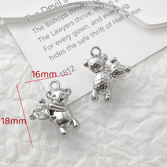 Alloy Beaded Pendant Bracelet Necklace With Cross And Bear Black Pink Lovely Style Electroplated Line Pattern