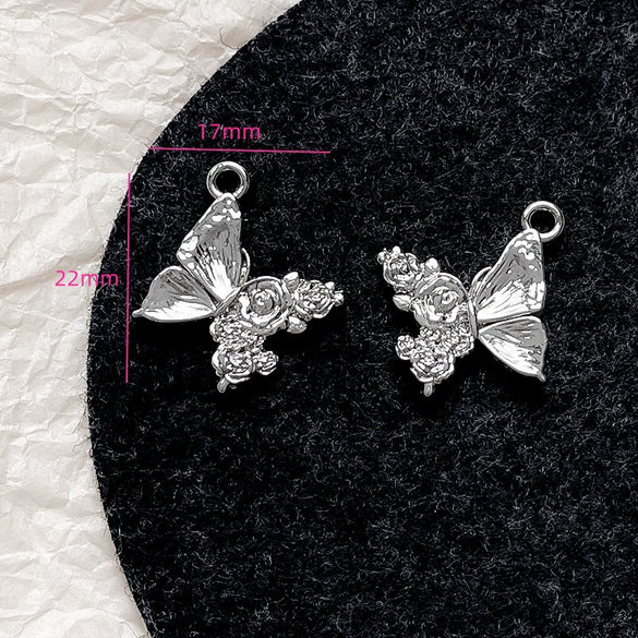 Alloy Beaded Pink Sweetheart Butterfly Love Cross Cat Pendant Electroplated Handmade Bracelet Necklace Accessories With Stars Love Pattern
