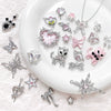 Alloy Beaded Pink Sweetheart Butterfly Love Cross Cat Pendant Electroplated Handmade Bracelet Necklace Accessories With Stars Love Pattern