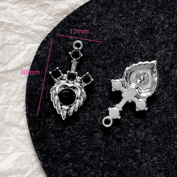 Alloy Beaded Pink Sweetheart Butterfly Love Cross Cat Pendant Electroplated Handmade Bracelet Necklace Accessories With Stars Love Pattern