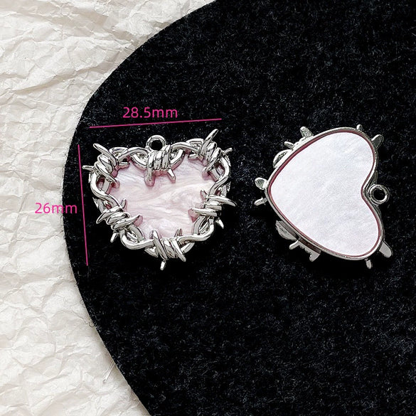 Alloy Beaded Pink Sweetheart Butterfly Love Cross Cat Pendant Electroplated Handmade Bracelet Necklace Accessories With Stars Love Pattern
