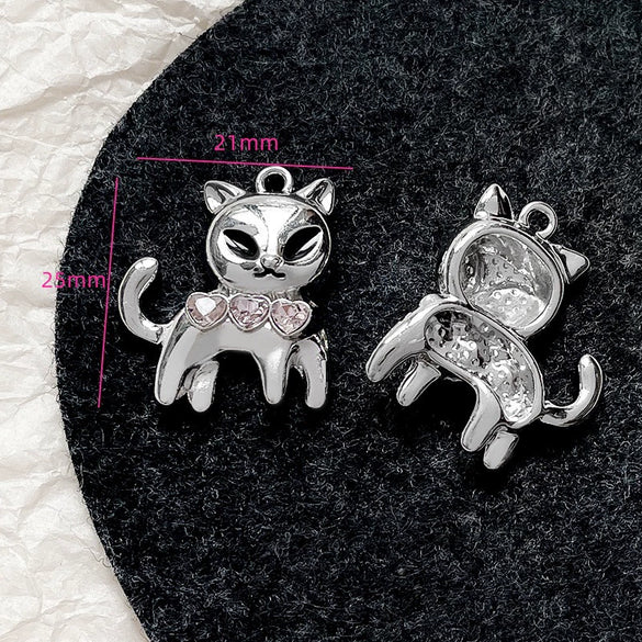 Alloy Beaded Pink Sweetheart Butterfly Love Cross Cat Pendant Electroplated Handmade Bracelet Necklace Accessories With Stars Love Pattern