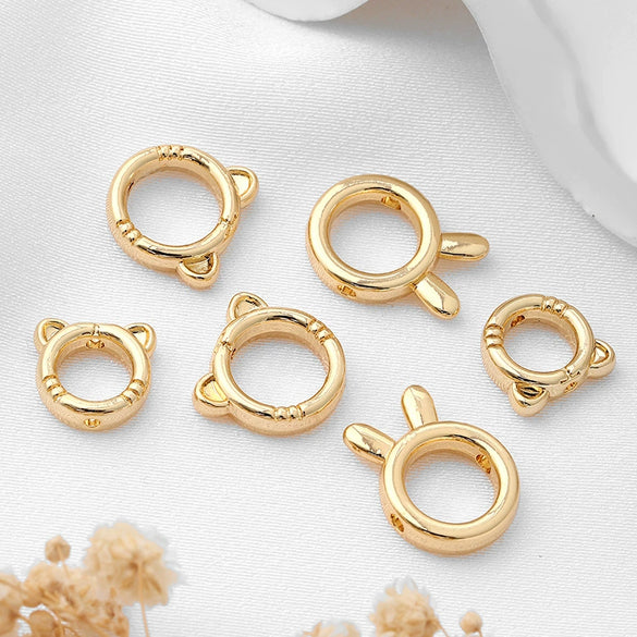 Alloy Beaded Ring Rabbit Heartshaped Doublehole Electroplated