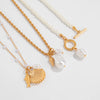 Alloy Beaded Shell Necklace With Geometric Ushaped Pendant And Electroplating For Women