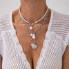Alloy Beaded Shell Necklace With Geometric Ushaped Pendant And Electroplating For Women