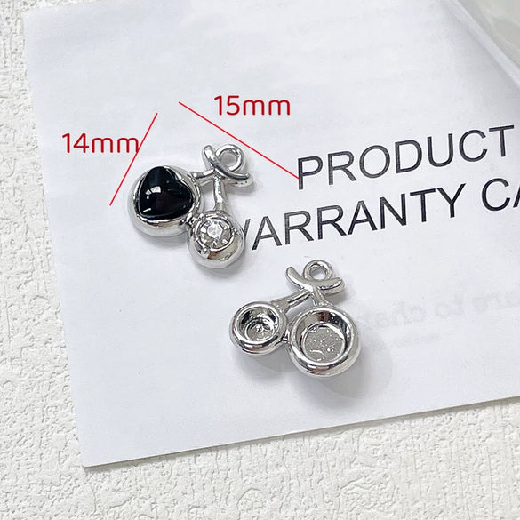 Alloy Beaded Y2k Sweet Heart Tulip Cherry Pendant Necklace And Bracelet Diy Handmade Accessories With Electroplating And Line Pattern