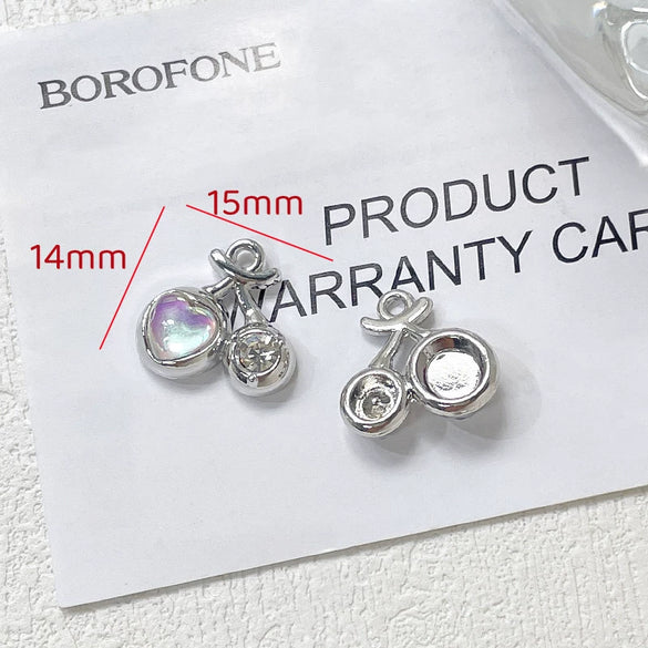 Alloy Beaded Y2k Sweet Heart Tulip Cherry Pendant Necklace And Bracelet Diy Handmade Accessories With Electroplating And Line Pattern