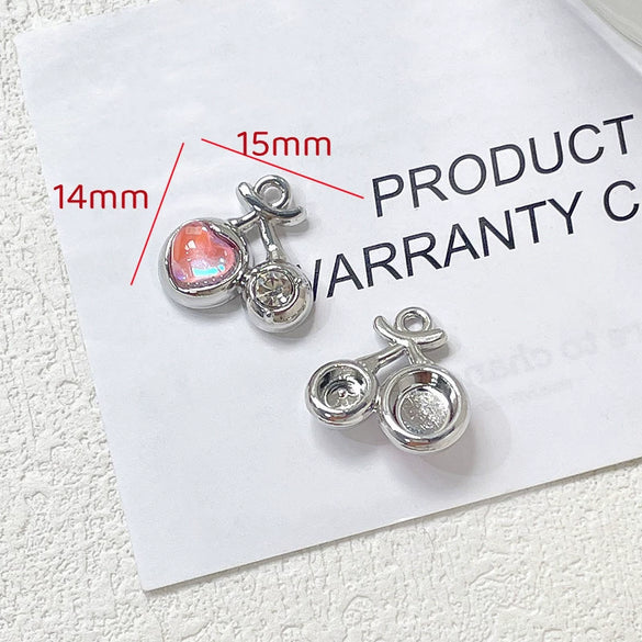 Alloy Beaded Y2k Sweet Heart Tulip Cherry Pendant Necklace And Bracelet Diy Handmade Accessories With Electroplating And Line Pattern