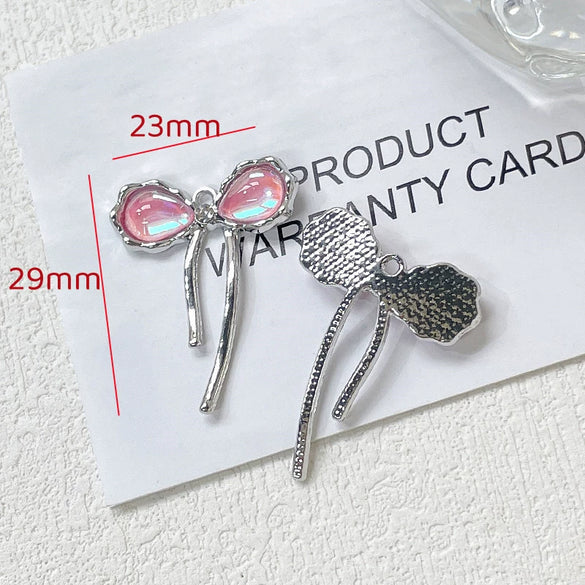 Alloy Beaded Y2k Sweet Heart Tulip Cherry Pendant Necklace And Bracelet Diy Handmade Accessories With Electroplating And Line Pattern